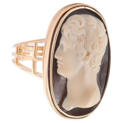 Antique 19th Century Italian 18k Gold Hardstone Cameo Ring