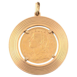 Gold Swiss Coin Pendan