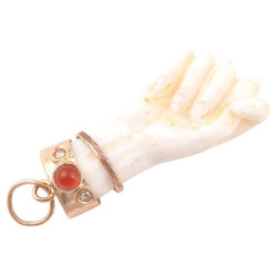 Figa White Coral and 14K Gold Good Luck Charm Pendant
