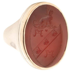 Silver and Gold Large Carnelian Signet Men's Ring