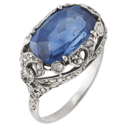 Belle Époque Sapphire Single-Stone Ring Circa 1920's