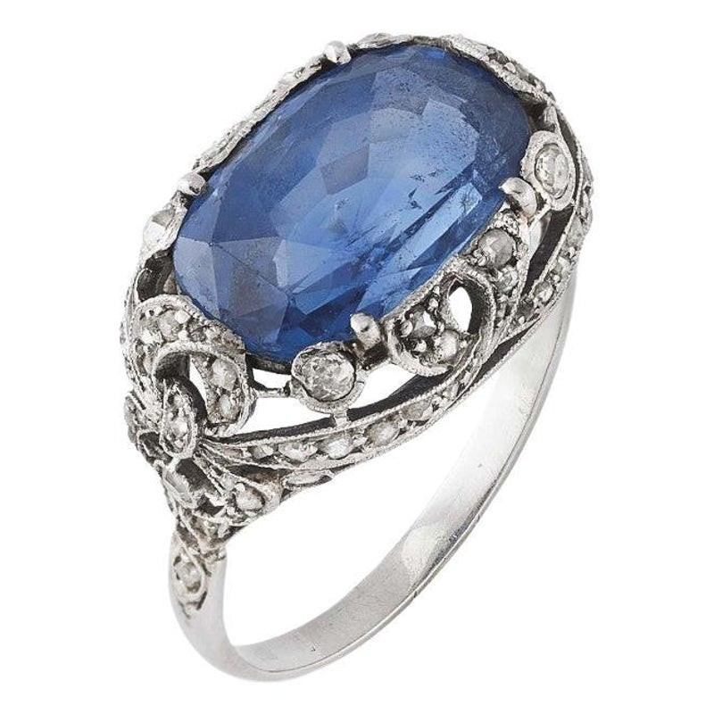 Belle Époque Sapphire Single-Stone Ring Circa 1920's