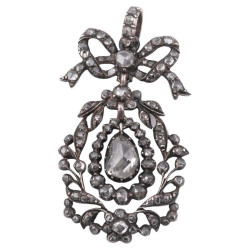 Eighteenth Century Silver Pendant Set With Rose Cut Diamonds