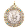 Antique 1670 Genoa Silver Coin Pendant Necklace with Gold and Gems