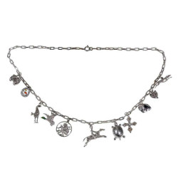 Multi Gem-Set Charm Necklace