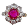 Burma Ruby And Diamond Cluster Ring