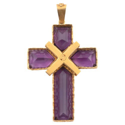 Late 19th Century Large Amethyst Pearl And Gold Cross Pendant