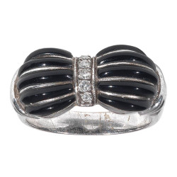 Art Deco Onyx Diamond Platinum Ring