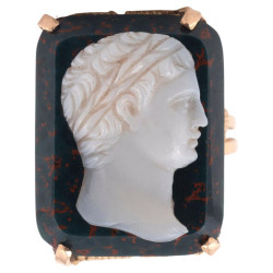 Antique French Bloodstone Cameo Ring