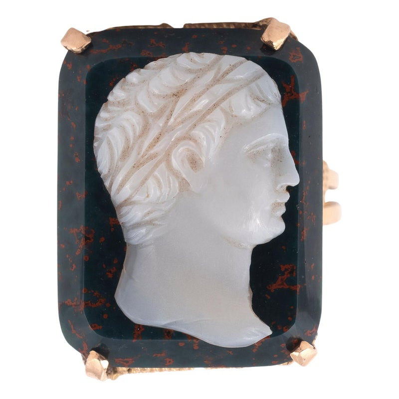 Antique French Bloodstone Cameo Ring