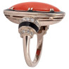 Art Deco Corallium Rubrum Enamel and Diamond Ring