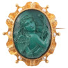 Antique Gold Pearl and Malachite Cameo Brooch/Pendant