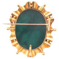 Antique Gold Pearl and Malachite Cameo Brooch/Pendant
