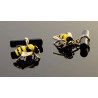 Gold Enamel Bee Cufflinks
