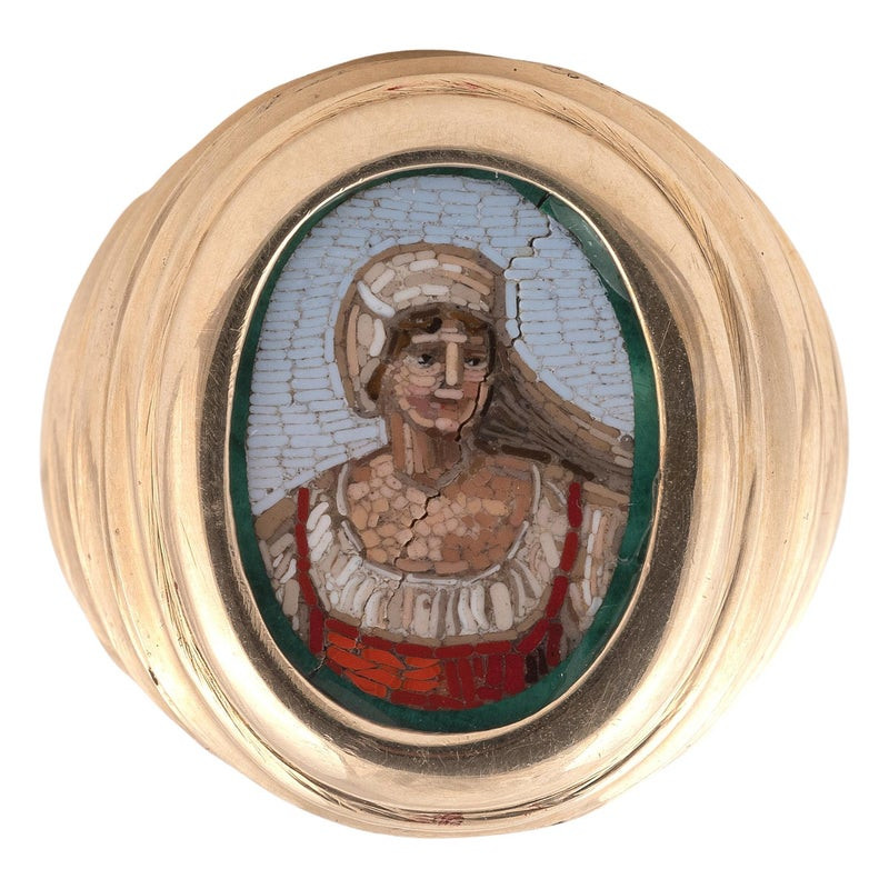 Peasant Girl Micromosaic Ring