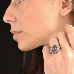 Buccellati Sapphire and Diamond Ring in Gold and Silver
