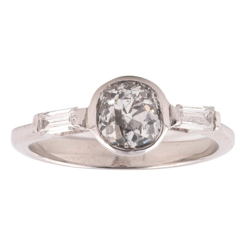 Single Stone Old Cut Diamond 1.2ct Gold Ring