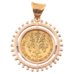 18 Karat Yellow Gold and Fiorino Coin 1799 Pendant Necklace