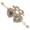 Late Victorian Gold Dress Pin with Two Heart Peridot Stones