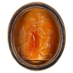 A Gold Ring With Carnelian...