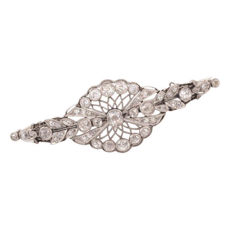 A Belle Époque Platinum And Old Cut Diamond Brooch