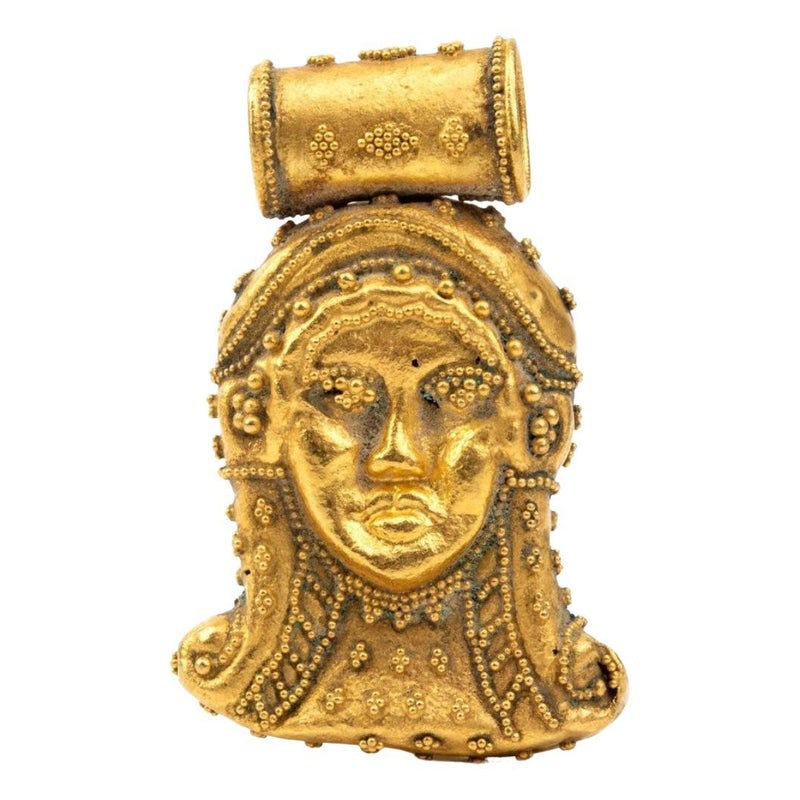 Archaeological-Style Gold Pendant Depicting A Mask