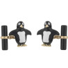 Gold Onyx Enamel Penguin Cufflinks