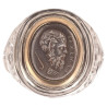 18kt Yellow Gold And Silver Cameo Pan Men's Ring