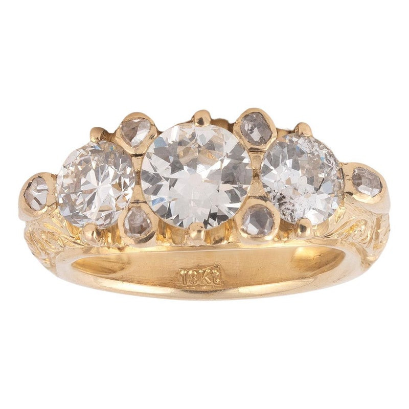 A Three-stone Old Cut Diamond Ring