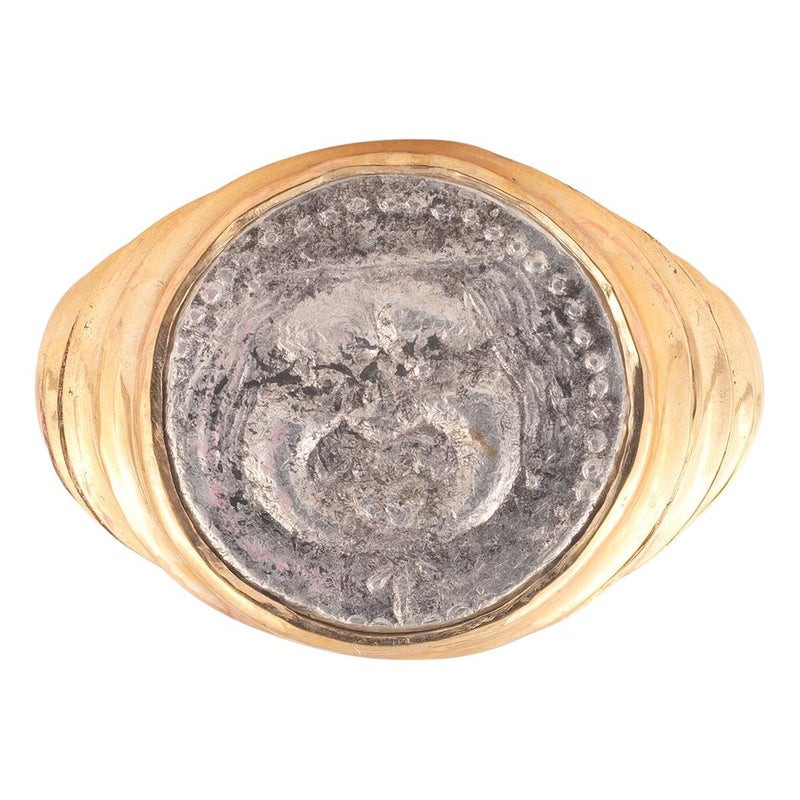 Ancient Silver Coin Medusa Gold Ring