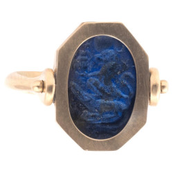 A Lapis Lazuli Gnostic Intaglio Ring 2nd-3rd Century AD