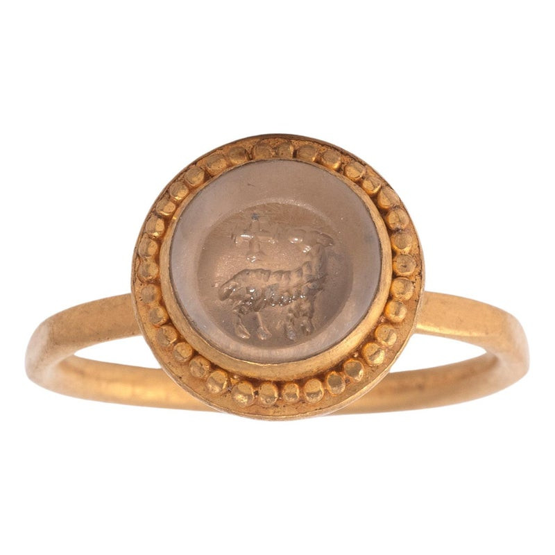 Byzantine Architectural Gold Bishop Ring Set With intaglio