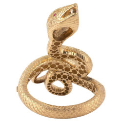 18kt Gold And Old Cut Diamond Large Snake Attr. E. Serafini Bangle Bracelet