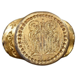 A Large Silver Gilt Byzantine Ring 8th-10th Century AD