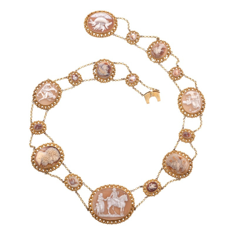 Early 19th Century Shell Cameo Gold Necklace