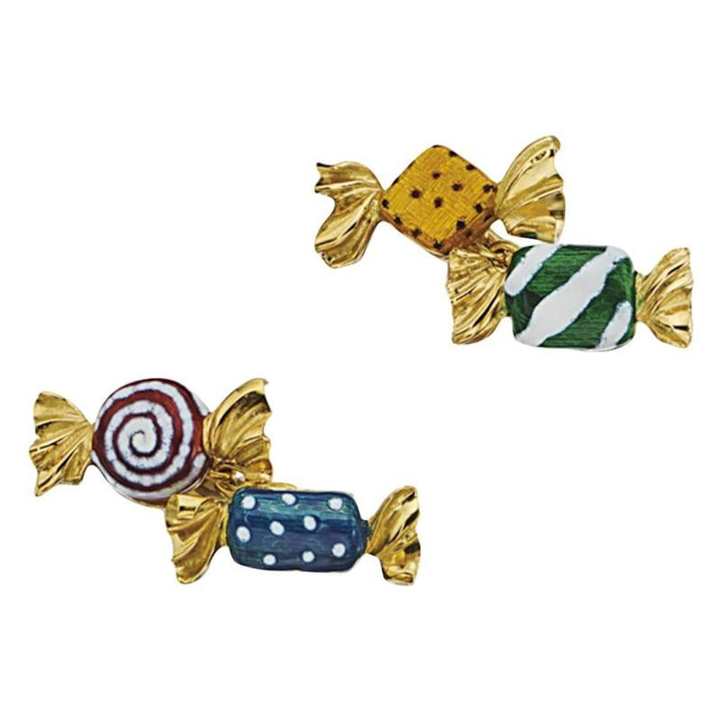 Multicolored Enamel Gold Candy Cufflinks