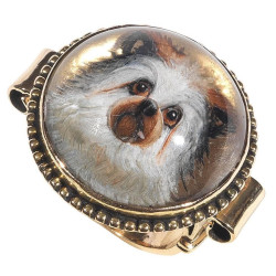 Victorian Essex Crystal Reverse Intaglio Gold Dog Ring