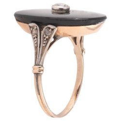 Art Déco Old Cut Diamond And Onyx Ring