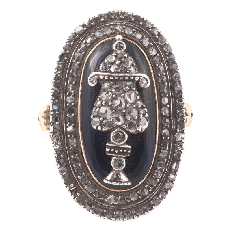 Georgian 18K Gold Rose-Cut Diamond Urn Ring, England Circa 1780s