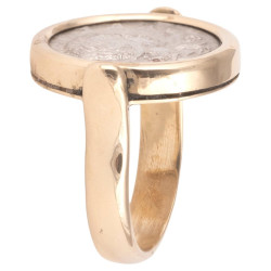 Gold Ring With Silver Denarius of Empress Julia Maesa, 218-222 AD