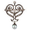 Antique Old Cut Diamond and Pearl Brooch