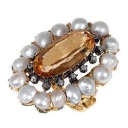 Antique Pearl Topaz Oval...