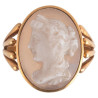18kt Yellow Gold Agate Lady Profile Cameo Ring Late 19th Century
