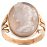 18kt Yellow Gold Agate Lady Profile Cameo Ring Late 19th Century