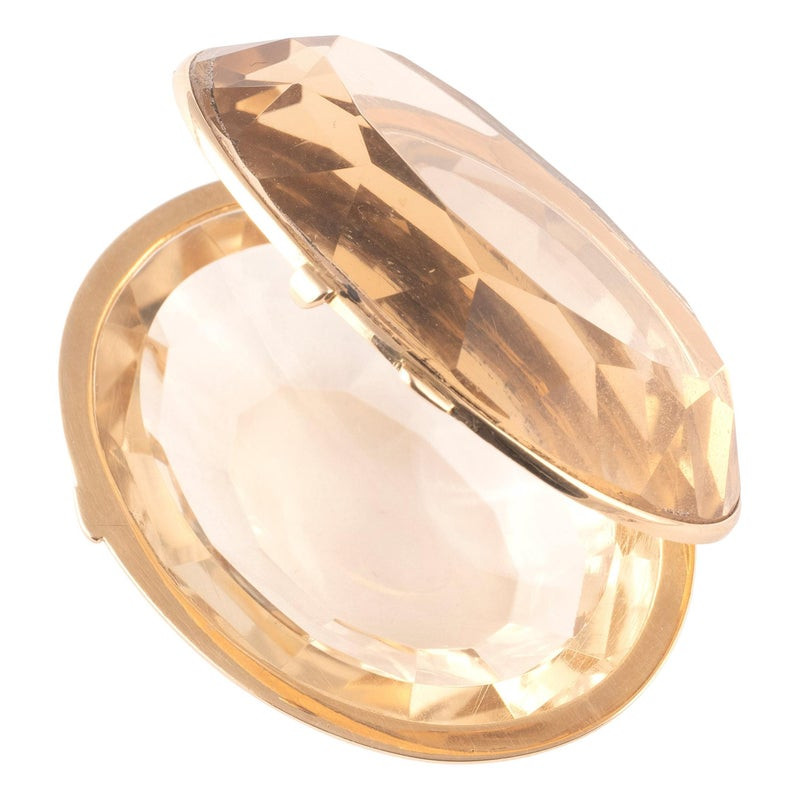 Citrine Topaz & 18kt Yellow Gold Pill Box