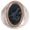 Victorian Gold & Silver Ring with Green Jasper Bird Intaglio