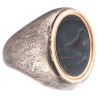 Victorian Gold & Blackened Silver Ring with Green Jasper Bird Intaglio
