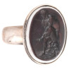 Late 19th Century Silver and Two Colour Vitreous Hercules Intaglio Men's Ring
