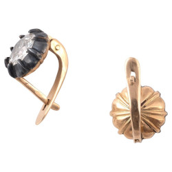 Stud Earrings 3ct Old Cut Diamond On A Wire Silver and Gold