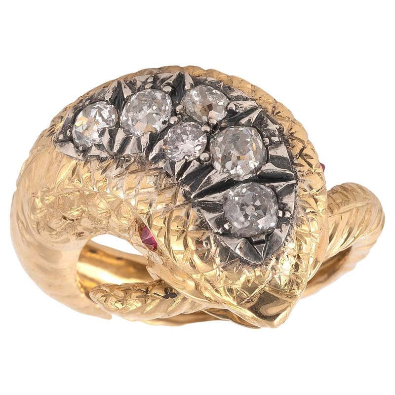 Vintage Gold and Diamond Snake Ring